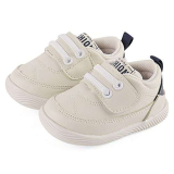 LACOFIA Scarpe Primi Passi Neonato Sneakers da Bambino Scarpine con Suola in Gomma Antiscivolo Bianco/Blu Marino 21(CN 19)