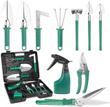 LATERN 10Pz Strumenti da Giardinaggio, Acciaio Inossidabile Attrezzo Manuale da Giardino Impugnatura Ergonomica Pala, Potatore, Rastrello, Spruzzatore D’acqua, Regali di Giardinaggio per Donne, Uomini