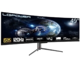 LC-Power Gaming Monitor 49″, Curvo(1800R), Ultra Wide PC Monitor, 5120×1440, 32:9, VA, 120Hz, Adaptive Sync, HDMI 2.0, DP 1.4, Flicker Safe, GamePlus, PbP, Supporto Regolabile in Altezza, Nero