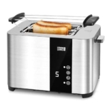 LEBENLANG Tostapane con pinze in acciaio inox 2 fette – LED touchscreen & 7 modalità I 850W Tostapane per toast farciti toaster I Tosta pane pinze per toast tostapane 2 fette tostapane professionale