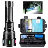 LEKIA Torcia LED Potente 500000 Lumens, Professionale Torcia LED Ricaricabile Type-C, 5 Modalità Tattica Torcia Militare Alta Potenza Torcia Elettrica Zoomabile, Impermeabile Per Campeggio Emergenza