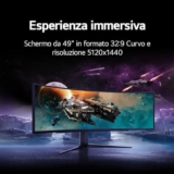 LG 49GR85DC UltraGear Gaming Monitor 49″ DualQHD UltraWide Curvo LED VA HDR 1000, 5120×1440, 1ms, AMD FreeSync Premium Pro 240Hz, HDMI 2.1 VRR, HDCP 2.2, Display Port 1.4, Flicker Safe, Nero
