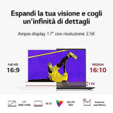 LG Gram 17Z90R, Display Anti-Glare IPS 17″ QHD 16:10, 2560×1600, Intel EVO i7-1360P, RAM 16GB DDR5, SSD 1TB, Intel Iris Xe, Batteria 80Wh, Thunderbolt4, Win11 Home, Tastiera Italiana, 1350g, Grigio