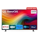 LG NanoCell 55”, Serie 81 2024, 55NANO81T6A, Smart TV 4K, Processore α5 Gen7, 20W, 3 HDMI, Filmmaker Mode, Game Optimizer, Alexa, Wi-Fi, webOS 24, Telecomando puntatore