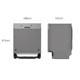 LG QuadWash DB475TXS Lavastoviglie da Incasso, a Scomparsa Totale, Serie 4, Classe A, 14 Coperti, 4 Bracci Irroratori, Vapore, Cerniere Sliding, Apertura Automatica, 3° Cestello, Wi-Fi, Acciaio