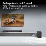 LG SQC2 Soundbar TV 300W, 2.1 Canali con Subwoofer Wireless, Soundbar Dolby Digital, Bluetooth, Ingresso Ottico, Ingresso AUX 3,5mm, USB