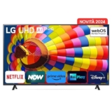 LG UHD 75”, Serie UT8000 2024, 75UT80006LA, Smart TV 4K, Ultra HD, Processore α5 Gen7, 20W, 3 HDMI, HDR10 Pro, Filmmaker Mode, Game Optimizer, Alexa, Wi-Fi, webOS 24, Telecomando Puntatore