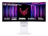 LG UltraGear OLED 34GS95QE Monitor Gaming 34″, 21:9 Curvo (800R), WQHD (3440×1440), OLED, 240Hz, 0,03ms (GtG), G-Sync, FreeSync Premium Pro, HDR 400 True Black, HDMI 2.1, DisplayPort, Bianco