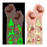 Leesgel Regalo Natale Bambini, 10 Fogli Tatuaggi Luminosi di Natale per Bambini, Accessorio per Sacchetti Regalo Natale, Regali di Natale e Fine Festa, Gadget Natalizi