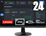 Lenovo D24-45 Monitor – Display 24 pollici FullHD (1920 x 1080, VA, Bordi Ultrasottili, AMD FreeSync, 4ms, 75Hz, Cavo HDMI, Input HDMI + VGA) – Raven Black – Esclusiva Amazon, 2022