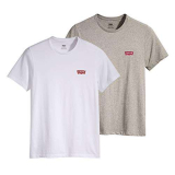 Levi’s 2-Pack Crewneck Graphic Tee, T-shirt Uomo, Beige ( White / Mid Tone Grey Heather ), S