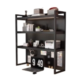 Libreria da Scrivania Salvaspazio Altezza 130 cm Elevata Capacità di Carico Mensole da Mettere Sopra la Scrivania Salvaspazio per Ufficio Casa Dormitorio(Black,80cm)