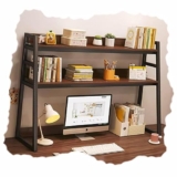 Libreria da scrivania Rustica per dormitorio, Ufficio, casa, scaffale da Tavolo a 2 Livelli, libreria Indipendente, scrivania Multiuso 22 Pollici 30 Pollici 37 Pollici 45 Pollici (Colore: Nero, Dime