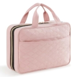 Lifewit Beauty Case da Donna da Viaggio, Trousse Grande per il Trucco da Appendere, Borsa Trasparente per Cosmetici da Viaggio con Gancio per Flaconi, Articoli da Toeletta e Makeup, Medio, Rosa