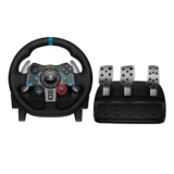 Logitech G G29 Driving Force volante da corsa e pedali con ritorno di forza dinamico reale, leve al volante in acciaio inox, coprivolante in pelle per PS5, PS4, PC, Mac – Black