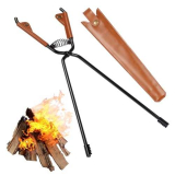 Longzhuo Pinze per Camino, Attrezzi Camino con Rivestimento Della Maniglia in Ecopelle, Camino Log Grabber 44cm, Accessori per Caminetti, Adatto per Caminetti da Campeggio Interni ed Esterni