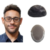 Lordhair Parrucchino da Uomo in Pizzo Francese, Pelle Sottile sul Retro e Sistema di Sostituzione dei Capelli Laterali, Dimensione Della Base 8×10 pollici Parrucchino per Capelli