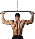 Lyndwin Barra Lat machine, Sbarra Lat Machine Accessori in Acciaio con Impugnatura Nero in Schiuma EVA, Dorsali Schiena Spalle Bicipiti Tricipiti Asta Lat Machine Attrezzi Palestra in Casa (85cm)