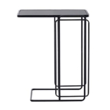 MEILISHAOMEI Tavolino Laterale in Vetro temperato per Divano,Tavolo da Snack a Forma di C,Tavolo per Laptop,tavolino Laterale,tavolino da caffè e tavolino per Ufficio Domestico,Nero,17,7”x12,5”x2