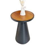 MEILISHAOMEI Tavolino Laterale,tavolino da caffè retrò in Ferro battuto per Soggiorno,tavolino Rotondo,tavolino Industriale,tavolino angolare,Comodino,Nero,17×21 Pollici