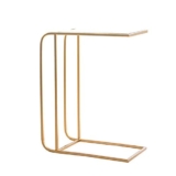 MEILISHAOMEI Tavolino da Divano,Soggiorno,Tavolo da Snack in Vetro temperato,Tavolo da Ufficio,Tavolo da Computer Portatile,Comodino da Camera da Letto,Struttura in Metallo Dorato,19,6”x11,8”x25