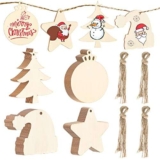 MELLIEX 40pcs Fette di legno di Natale Dischi Ornamenti Decorazioni in Legno Fai-da-te Set con Spago per Decorazione Della Festa di Natale a Casa (4 Tipi)