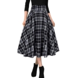 MGizo DtiSpectrum Gonne Midi a Quadri da Donna – Gonna Svasata a Pieghe a Trapezio con Vita Alta, Lunghezza al Ginocchio, in Tartan Vintage con Elastico in Vita