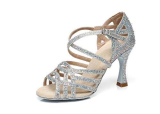 MINITOO Donna Ballo Scarpe con Strass Sposa Matrimoni Serata Sandali con Tacco L357 Argento 9cm Tacco EU 38