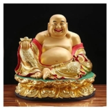 MMAXZ Ornamenti Zen Statua di Buddha in Resina da 18 Pollici Buddha Che Ride Squisito Che Tiene lingotto Grande Pancia Buddha Decorazione fortunata Decorazioni per la casa Regali di congratulazion