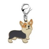 MYSOMY Corgi cane cerniera carino Corgi cane ciondolo clip on fascino animale gioielli Corgi regalo per gli amanti degli animali domestici Corgi mamma cucciolo mamma e Lega, colore: Corgi gialla