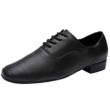 MaNMaNing Scarpe da Ballo da Uomo in Pelle, con Lacci, Tacco Largo, Suola Morbida, Latin Jazz, Moderne, Scarpe da Dance alla Moda, Tempo Libero, in Pelle