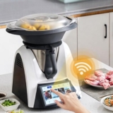 Macchina da Cucina Automatica, Robot da Cucina Intelligente, con App Bluetooth, Schermo Tft da 7 Pollici, 35-11.000 Giri/min, Uniforme a 360°, intervallo di Temperatura 37-160 ℃ per friggere White