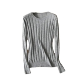 Maglione da donna girocollo a maniche lunghe Slim Fit Pullover lavorato a maglia, grigio, M