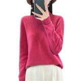 Maglione da donna in lana merino, Rosso lampone., M