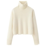 Maglione invernale da donna spesso e caldo in cashmere, a collo alto, tinta unita, bianco, Taglia unica