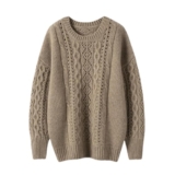 Maglioni A Treccia in Cachemire Oversize Girocollo A Maniche Lunghe da Donna