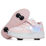 Mateju Scarpe con Rotelle per Bambini, Scarpe da Skateboard Sportive all’aperto 2 in 1 con 4 Ruote Rimovibili, Scarpe da Ginnastica Stella Lucide Pattini Unisex Sneakers Moda