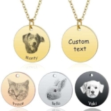 MeMeDIY Collana Personalizzata di Ritratto di Animali Domestici con Testo Fotografico Inciso Regali Commemorativi Personalizzati Regali per Amanti di Cani/Animali Domestici/Gatti – A1 Argento