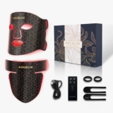 Megelin – Maschera per viso e collo con luce rossa a LED, 7 colori, per terapia della luce rossa a infrarossi, ringiovanimento della pelle con luce infrarossa (nero)