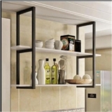 Mensola decorativa da soffitto, scaffale industriale a 2 livelli, portabottiglie da appendere al bar, armadio sospeso in ferro battuto, mensola a parete con una sola parola (60 x 30 x 80 cm)