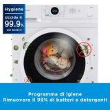 Midea MF100W70/E Lavatrice a Carica Frontale, 7 kg, 40cm di profondità Slim Design, 1200 Giri, Hygiene 90 ℃, Opzioni di Temperatura Multiple, Colore Bianco