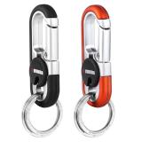Mkitnvy 2 Pezzi Portachiavi Auto, Moschettone Portachiavi Multifunzione con 4 Portachiavi, Portachiavi in Metallo per Uso Personale o Come Regalo, Regali Aziendali per Uomini e Donne (A)
