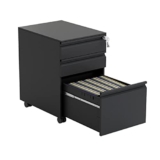 Mobiletto Portadocumenti Con 3 Cassetti In Metallo E Serratura, Mobiletto Portadocumenti Sotto La Scrivania Per Documenti Legali/Lettere/A4, Completamente Assemblato Con Ruote, Armadietti Portadocume