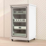 Moderno armadio AV con ruote Audio Video Media Stand Media Storage Cabinet con gestione dei cavi Facile da montare Audio Rack Tower per Home Office e Teatro