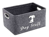 Morezi Il Cestino per Giocattoli in Feltro con Manici in Metallo è Adatto per riporre Giocattoli per Cani, Cibo per Cani, Vestiti per Cani e Altri Articoli per Animali Domestici-Cane-Grigio