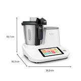 Moulinex HF506111 Click & Cook Robot da Cucina Multifunzione, 1400 W, 3.6L, da 30 a 120 °C, Schermo Touch, 32 Funzioni, 10 Programmi Automatici, Modalità Manuale, con 600 Ricette