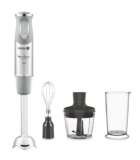 Moulinex Quickchef – Frullatore a immersione con 3 accessori, Acciaio Inox, 10 velocità, 1000 W