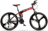Mountainbike Pieghevole 24/26 Pollici, Mountain Bike da Uomo Pieghevole Mountainbike Pieghevole con Telaio Kettle Sedile Regolabile con 3 Ruote Taglie