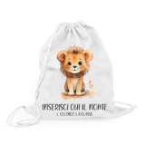 Mr. Gadgets Shopper Porta Cambio Asilo-.Elementari Personalizzabile Con Nome 100% cotone riutilizzabile-Con manici lunghezza 67cm -Dimensioni 38×42 (Sacchetta, Leone)
