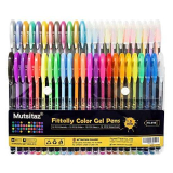 Mutsitaz Set di 48 Penne Gel Colorate -12 glitter, 12metallico,12neon glitterato,12 pastello -per colorare libri per adulti e marcatori per disegnare